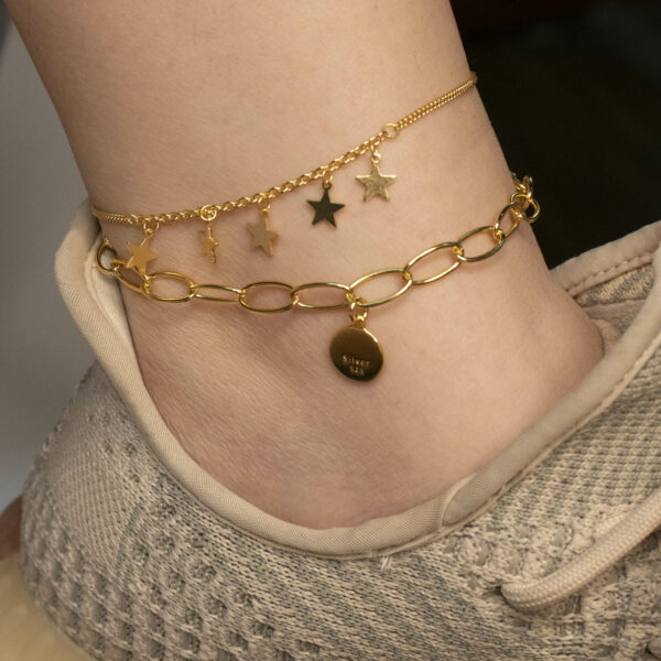 Chris April 925 sterling silver 18k gold plated custom vermeil star anklet for women - Image 5