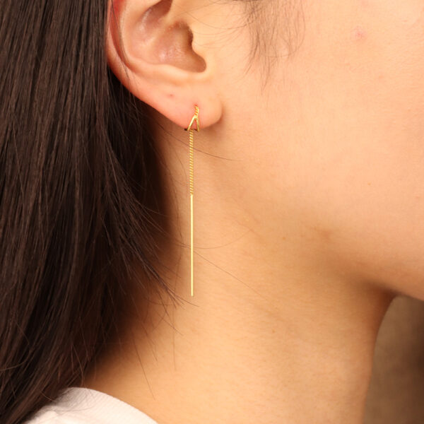 Chris April trendy in stock 925 sterling silver gold plated long tassel chain earrings for women - Image 3