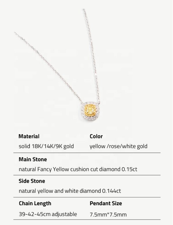 Chris April solid gold cushion cut Fancy Yellow natural diamonds pendant chain necklaces jewellery - Image 6