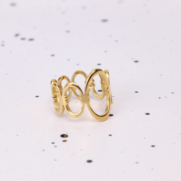 Chris April 316L stainless steel PVD gold plating oval loops ring - Image 3