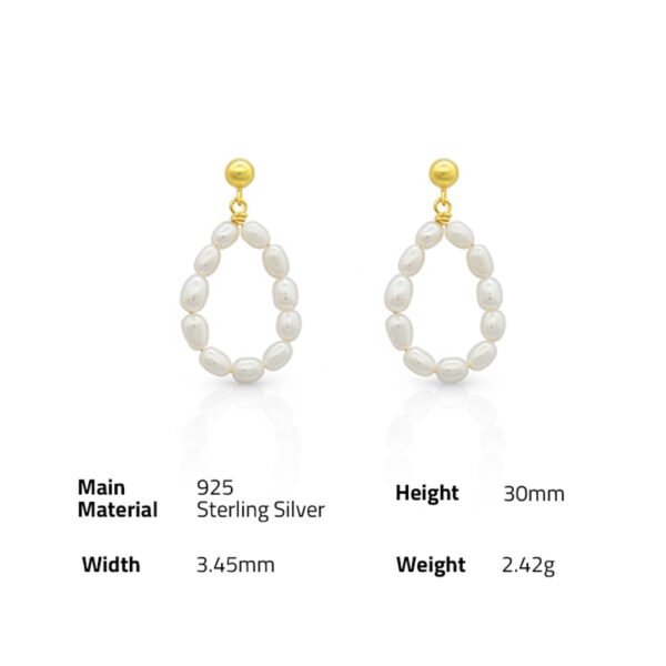 Chris April fine jewelry 925 sterling silver gold plated Custom vermeil cultured Freshwater pearl drop dangling earrings - Image 6