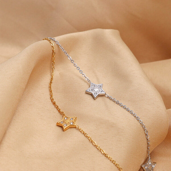 Chris April 316L stainless steel PVD gold plated zirconia star charms bracelet - Image 4