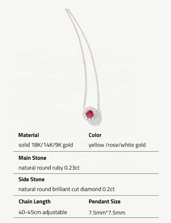 Chris April custom solid gold  natural pigeon blood ruby diamond  round charm pendant necklace - Image 6