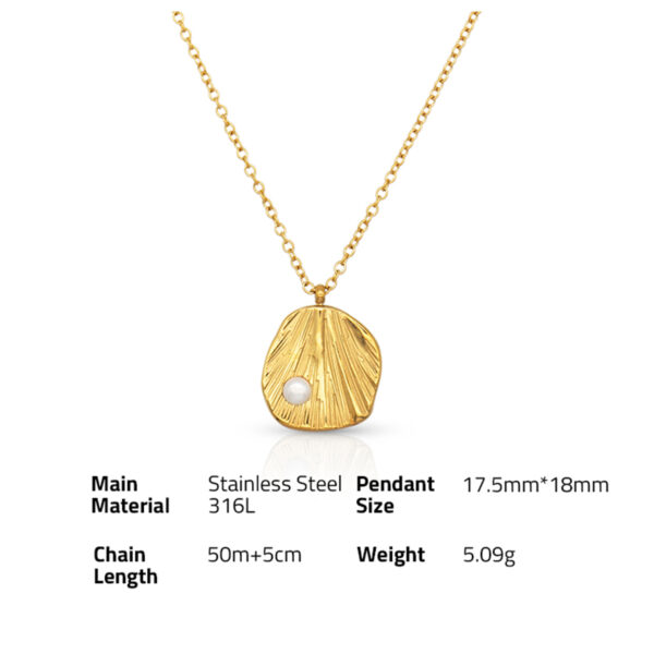 Chris April fashion in stock non-tarnish PVD gold plated 316L stainless steel freshwater pearl shell necklace - Image 6