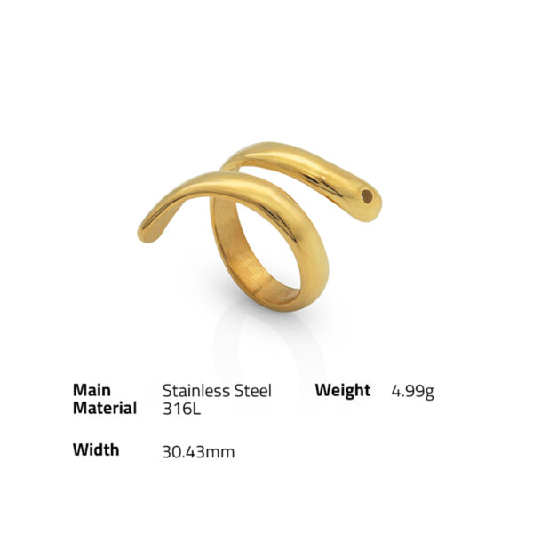 Chris April fashion jewelry PVD gold plated 316L stainless steel three color water proof snake belt shape rings - Image 6