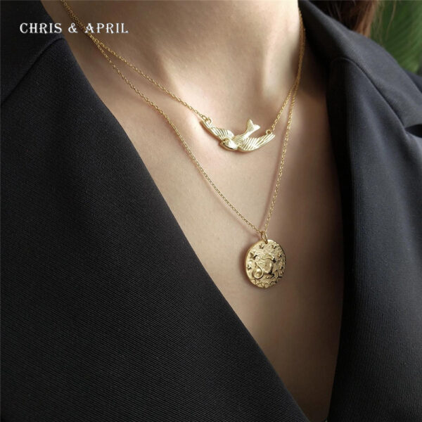 Chris April vintage 925 sterling silver gold plated Aries zodiac coin pendant necklace - Image 6