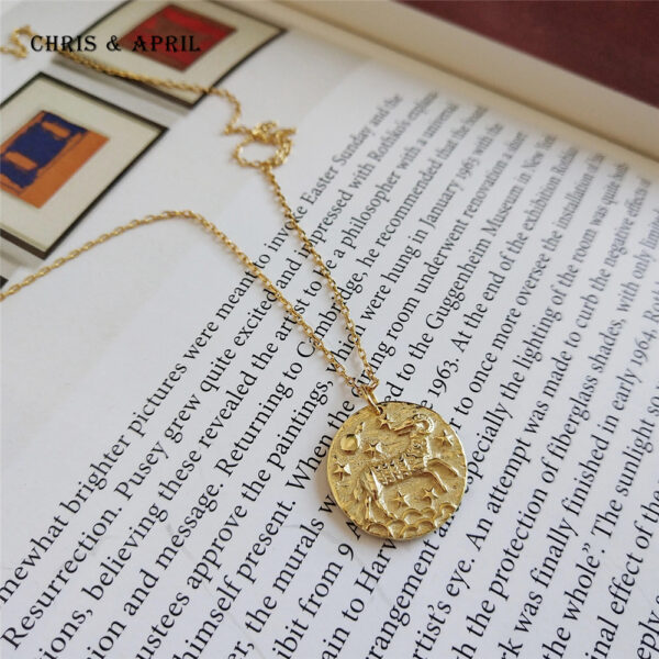 New 18k gold plated baroque zodiac signs necklaces - Image 3