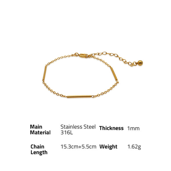 Chris April fashion design 316L stainless steel PVD gold plated bar chain bracelet for women - Image 6