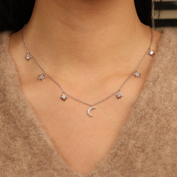 Chris April in stock 925 Sterling silver 18k gold plated Bright moon and star myth chain necklace - Image 4