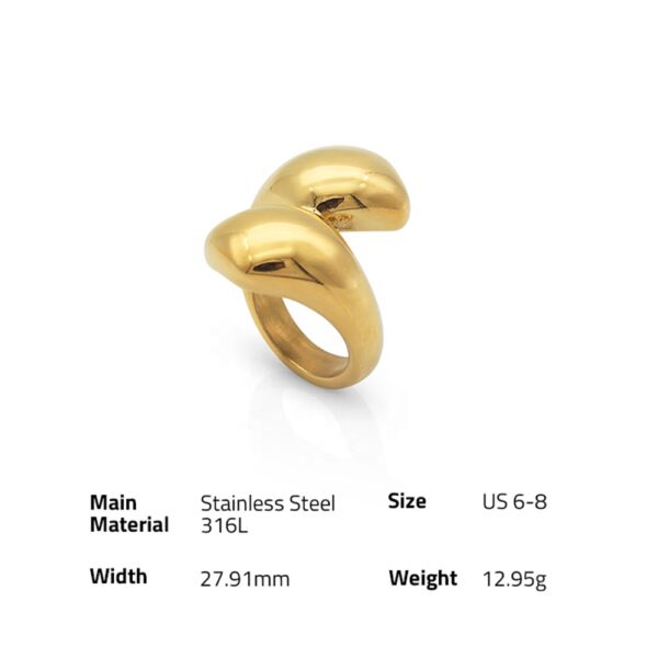 Chris April fashion jewelry PVD gold plated 316L stainless steel non-tarnish exaggerated cross ring - Image 6