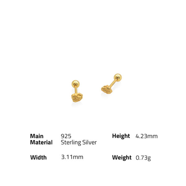 Chris April minimalist 925 sterling silver simple screw ear back rocky earring - Image 6