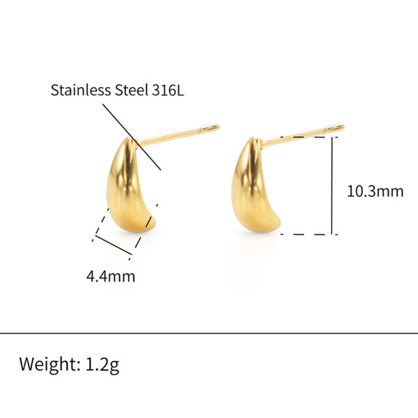 Chris April waterproof in stock 316L stainless steel PVD gold plated simple design mini waterdrop stud earrings - Image 6