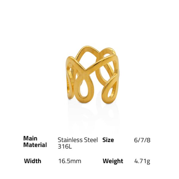 Chris April in stock fashion jewelry 316L stainless steel PVD gold plated Wide version cute curly line beautiful ring - Image 6