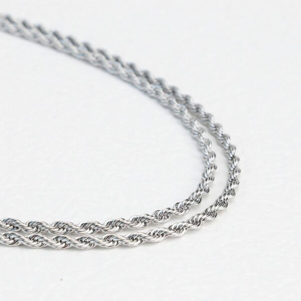 Chris April 316L stainless steel PVD silver plated rope chain necklace - Image 5