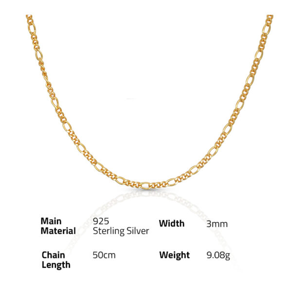 Chris April 925 sterling silver 18k gold plated stackable figaro chain thin necklaces - Image 6