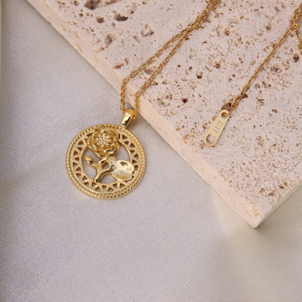 Chris April in stock 925 sterling silver simple gold plated Fashion flower pendant necklaces - Image 4