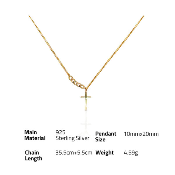 Chris April fashion pure 925 Sterling Silver gold plated christian cross pendant necklaces - Image 6