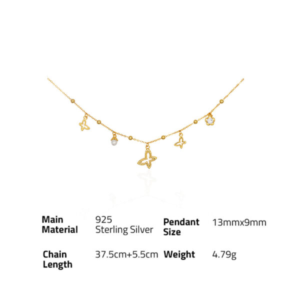 Chris April korean version 925 Sterling silver 18K gold plated small butterfly choker necklace - Image 6