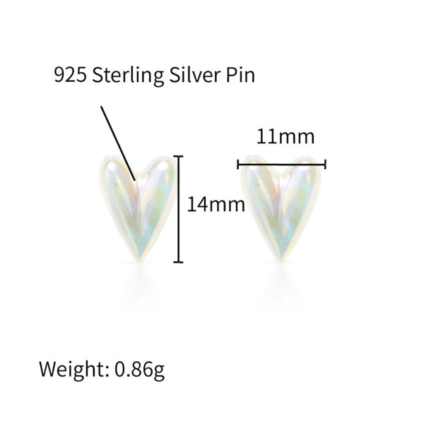 Chris April gold plate 925 sterling silver rainbow color imitation gem heart shape stud earrings - Image 5