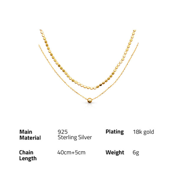 Chris April real gold plated pure 925 sterling silver fashion necklace sets double-layer bead choker necklaces - Image 6