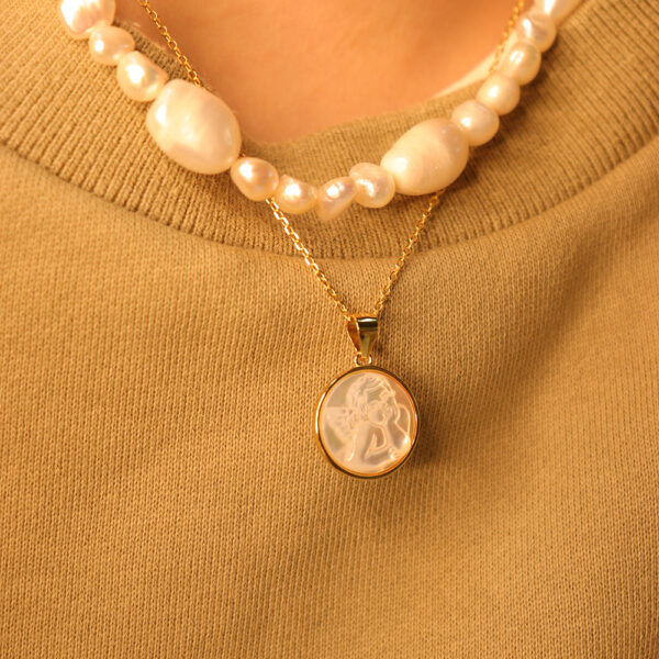 Delicate 18K gold plated angel baby shell necklace - Image 5