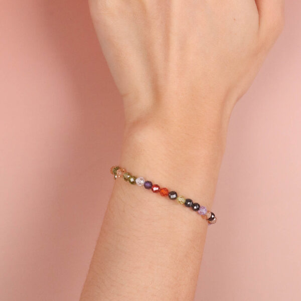 Chris April fine jewelry trendy 14k gold filled colorful candy zircon beads chain bracelet for kids - Image 3