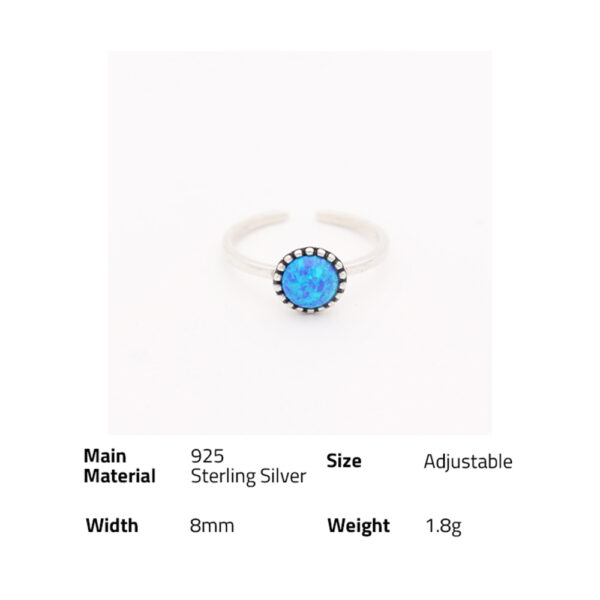 Chris April fashion in stock 925 silver gold plated minimalist Opal and Sapphire gemstone Ring for Women - Image 6