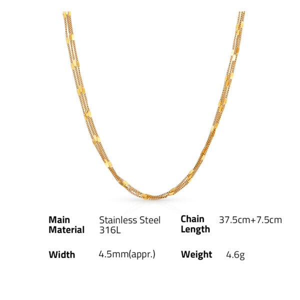 Chris April minimalist 316L stainless steel PVD gold plated triple layers chain necklace for women - Image 6