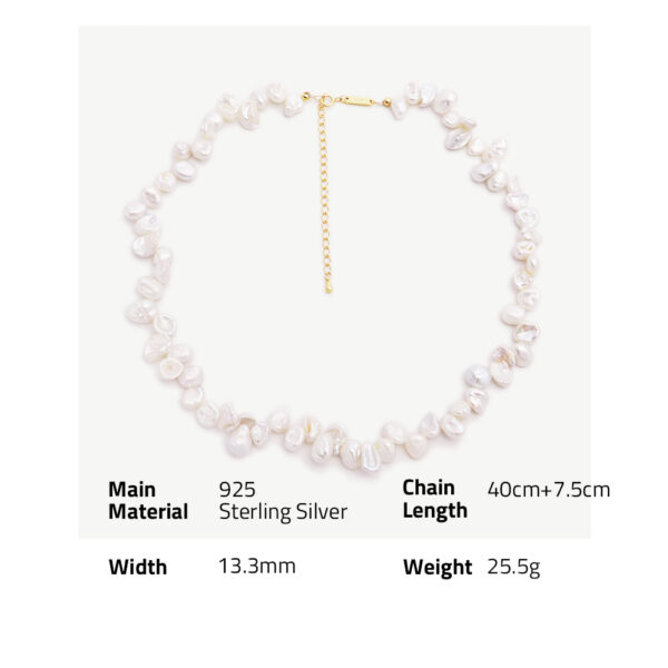 Chris April in stock 925 sterling silver 18k gold plated natural baroque freshwater pearls choker charm necklace - Image 6