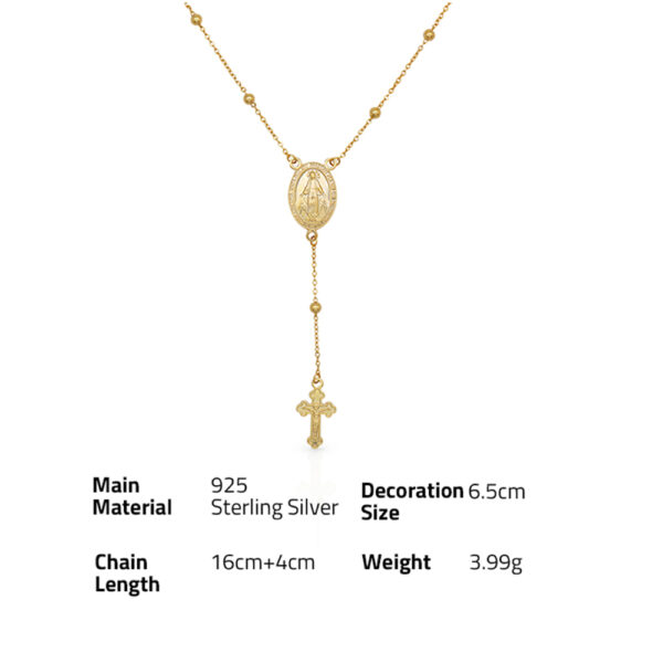 Chris April fashion in stock 925 Silver gold plated Virgin Mary Cross  chain bracelet for women - Image 6