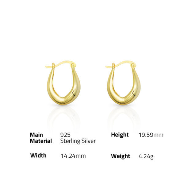 Chris April fine jewelry 18k gold plated 925 sterling silver minimalist retro U shape hoops earrings - Image 6