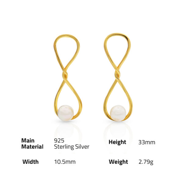 Chril April in stock 925 sterling silver gold plated minimalist knot infinity shell pearl earrings - Image 6