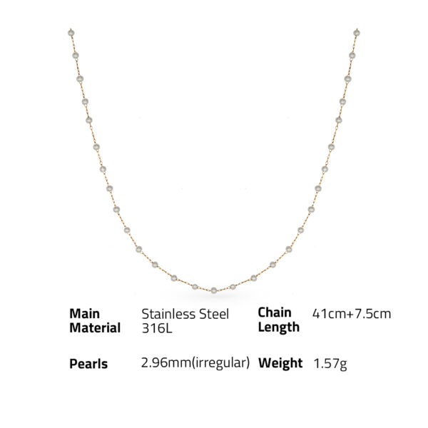 Chris April 316L Stainless steel PVD plated vintage imitation pearl bead chain choker necklace - Image 6