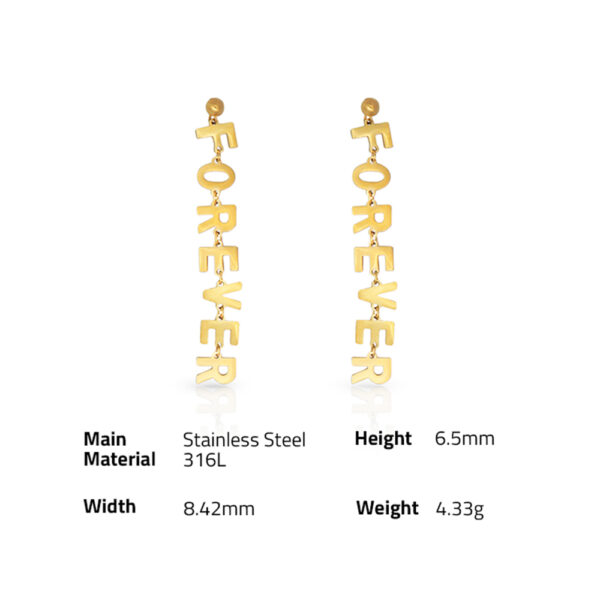 Chris April Stylish jewelry 316L stainless steel pvd gold plated non-tarnish initial and alphabet letter drop earrings - Image 6