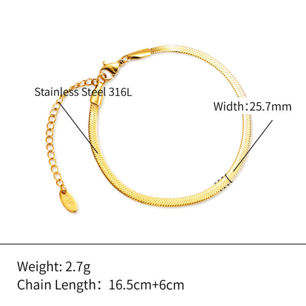 Chris April in stock waterproof 316L stainless steel PVD gold plated non-tarnish stackable herringbone chain bracelet - Image 6