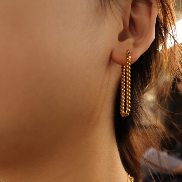 Chris April in stock Fashion Jewelry 316L stainless steel PVD gold plated Western style Hoop earrings - Image 5