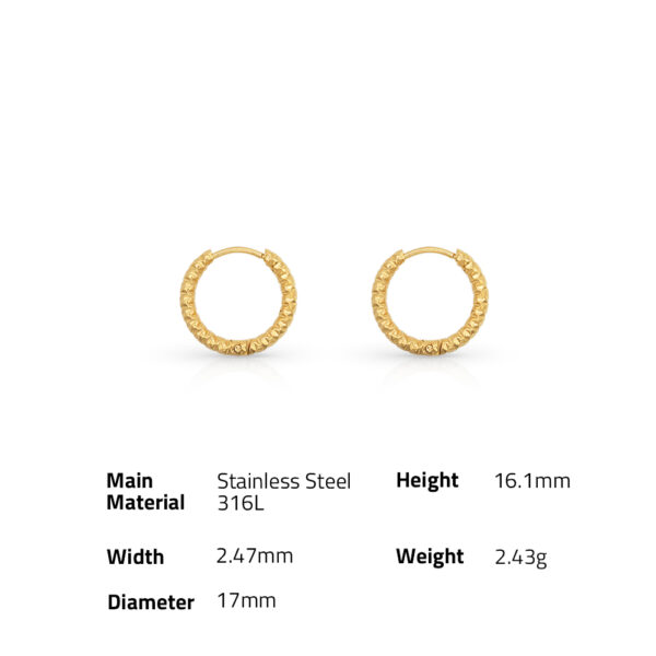 Chris April fashion 316L Stainless Steel minimalist hand-crafted texture circle huggie hoop earrings - Image 6