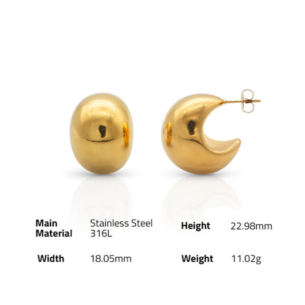 Chris April fashion jewellery 316L stainless steel pvd gold plated non-tarnish 3D Heart earrings - Image 6