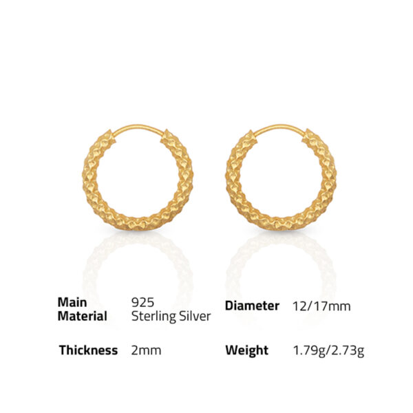 Chris April fashion In Stock 925 sterling silver 18k gold plated  Bump Texture Vermeil Custom Hoop Earrings - Image 6