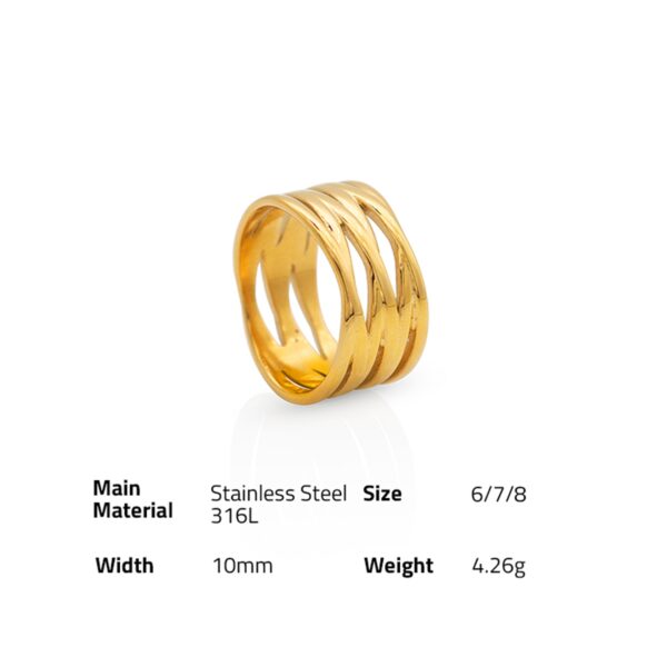 Chris April In Stock fashion jewelry 316L stainless steel PVD Gold Plated interweave Nest Wire Rings - Image 6