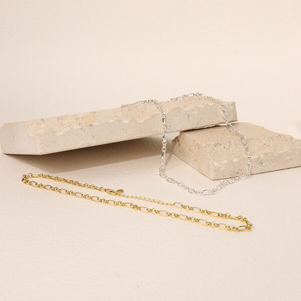 chris april Retro personality Minimalist 925 sterling silver gold plated custom vermeil Figaro Chain necklace - Image 4