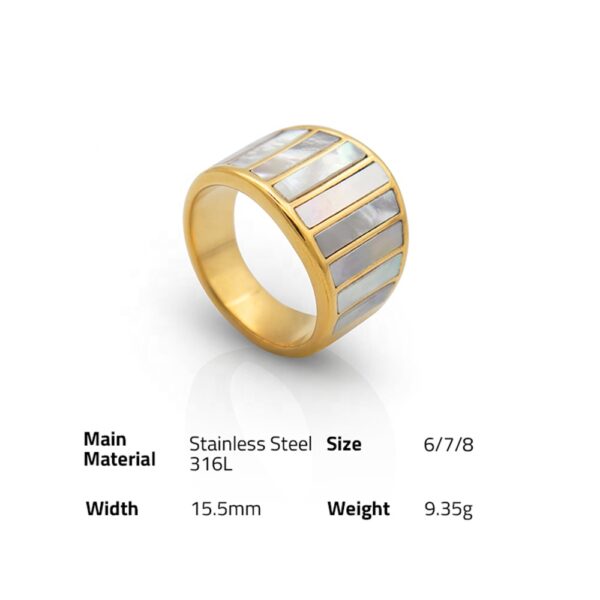 Chris April Fashion jewelry 316L stainless steel PVD gold plated retro shell finger rings for women - Image 6