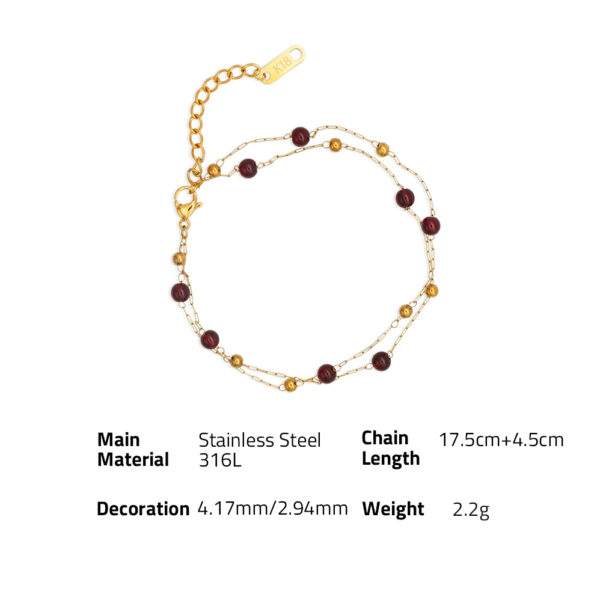 Chris April 316L stainless steel PVD gold plated double-layer chain natural gem power stone bracelet - Image 6