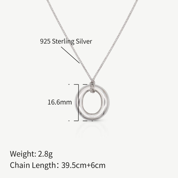 Chris April silver plated 925 sterling silver chunky round loop pendant curb chain necklace - Image 5