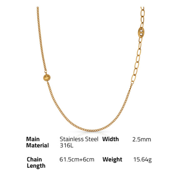 Chris April fashion jewelry PVD gold plated 316L Stainless Steel matching chains style sweater chain Necklace for fe - Image 6