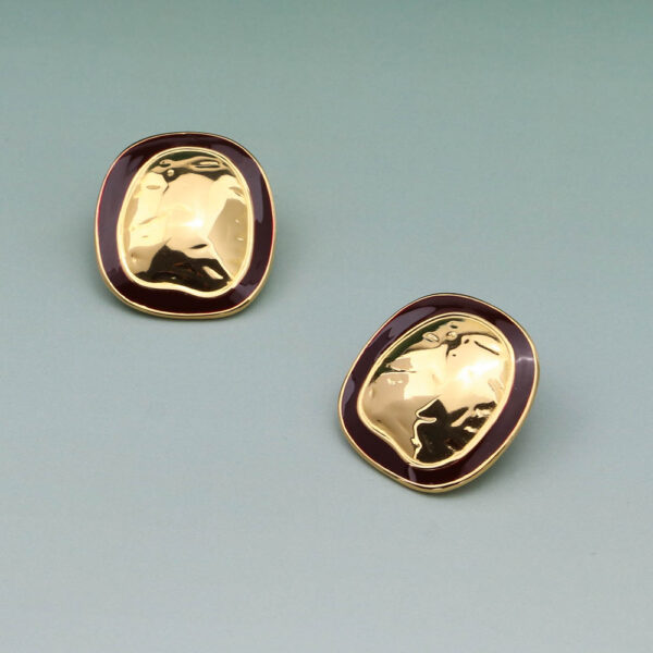 Chris April 316L stainless steel PVD gold plated organic texture statement earrings - Image 5