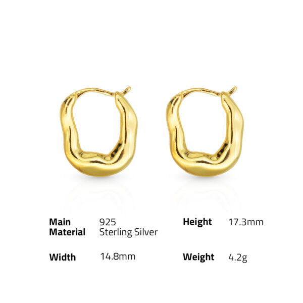 Chris April fine jewelry 18k gold plated 925 sterling silver minimalist bump irregular mirror huggies hoop earrings - Image 6