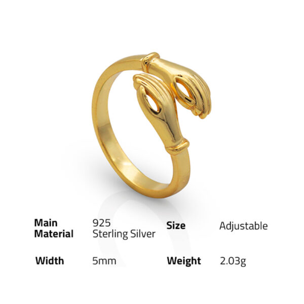 Chris April korean version 925 Sterling silver gold plated fashion design Finger hug shape rings 2020 - Image 6