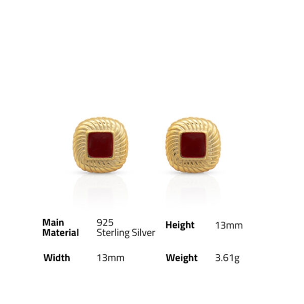 Chris April 925 sterling silver gold plated Minimalist square stud earrings - Image 6