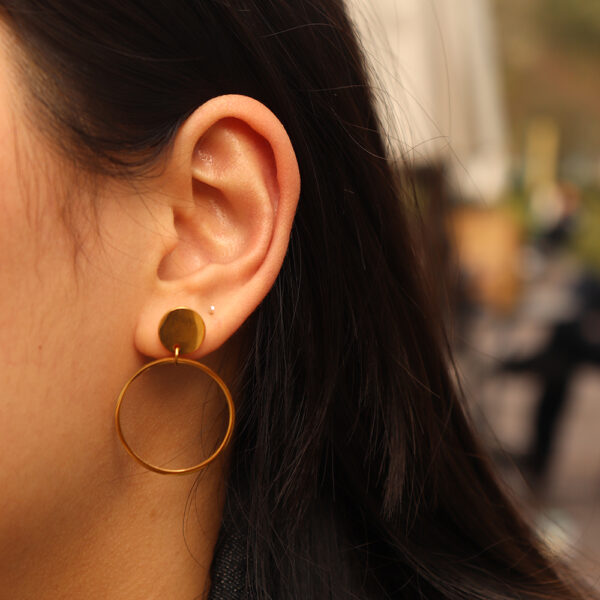 Chris April in stock 316L stainless steel PVD gold plated big circle drop earrings - Image 3